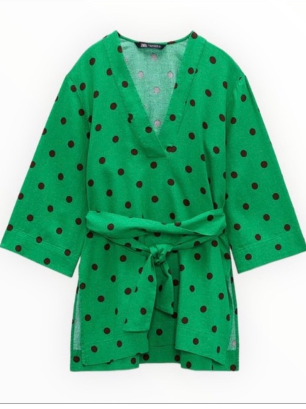 Zara Green Polka Dot A-Line Skirt - Picture 2 of 9